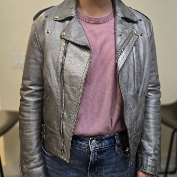 Golden Goose Women's Silver Leather Jacket - Picture 2 of 15